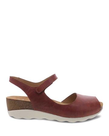Compensées Dansko Marcy Waxy Burnished Femme Rouge | FR 989PJJ